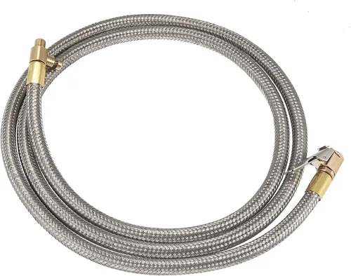 Miniatura 8 de X AUTOHAUX Flexible acero inoxidable 59.1 in 59" válvula de neumático conectar tubería de aire Chuck inflador compresor bomba manguera de extensión