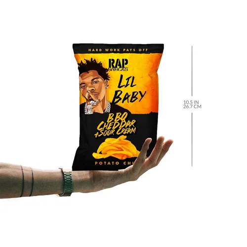 Miniatura 5 de Rap Snacks Lil Baby - Queso cheddar + papas fritas de crema agria, bolsas de 2.5 onzas, paquete de 6