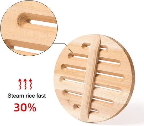 Miniatura 4 de Vaporizador de madera hecho a mano, vaporizador de arroz para sushi, cubo de mezcla de barril de madera con tapa, vaporizador chino, adecuado