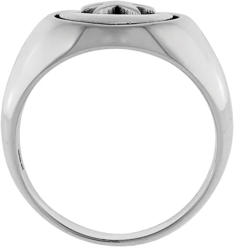 Miniatura 2 de Anillo de plata de ley de 2 tamaños con luna creciente y estrella para hombre y mujer, acabado impecable, tallas 6-13