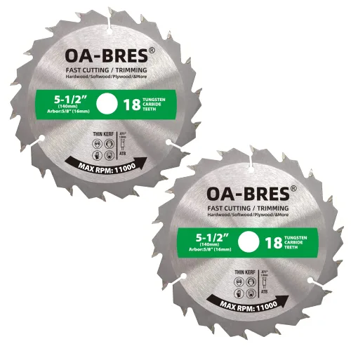 Miniatura 5 de Paquete de 3 hojas de sierra circular compacta con punta de carburo 24T TCT de 4-1/2 pulgadas con eje de 3/8 pulgadas, uso general para cortes