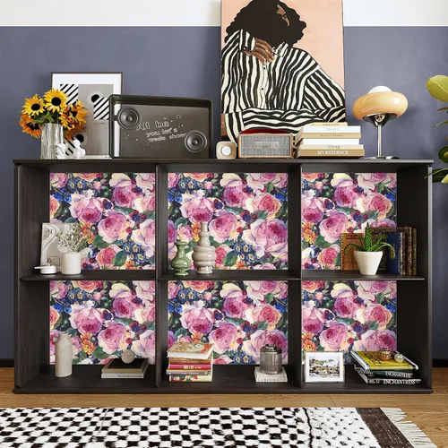 Miniatura 2 de VaryPaper Papel tapiz vintage floral oscuro de 17.7 x 78.7 pulgadas, diseño de peonía de acuarela, papel tapiz de flores para despegar y pegar