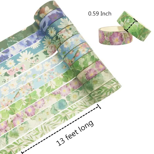 Miniatura 2 de VIVIQUEN Juego de 20 rollos de cinta washi de flores, 0.591 in de cinta washi floral para diario de viñetas, cintas decorativas de enmascaramiento
