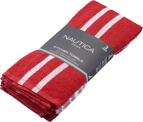 Miniatura 15 de Nautica Toallas de cocina 100% algodón, paños de limpieza reutilizables superabsorbentes, paños de cocina, toallas de mano para secar platos, juego