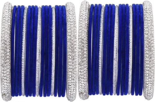 Efulgenz Indian Wedding Bangles Set Crystal CZ Rhinestone Velvet Bridal Bangle Set Bracelet Fashion Jewelry For Women