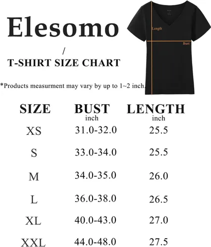 Miniatura 3 de Elesomo Camisetas básicas de algodón de manga corta y larga con cuello en V para mujer