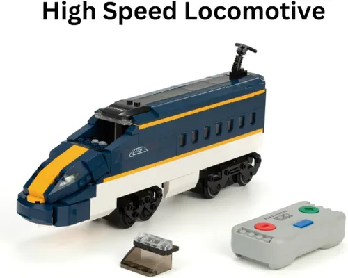 Miniatura 3 de Block Builder Juego de bloques de construcción con control remoto de tren de alta velocidad con estación de tren completo (1532 piezas). Bloques