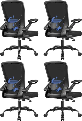 Miniatura 13 de BESTFAIR Silla de oficina ergonómica, sillas de malla para computadora con soporte lumbar, silla de escritorio giratoria con brazos abatibles