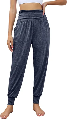 Miniatura 5 de Paquete de 2 pantalones deportivos de yoga para mujer, cómodos pantalones deportivos con bolsillos, casuales, holgados, cómodos, de cintura alta