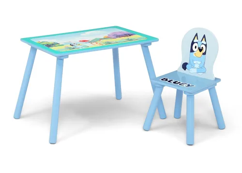 Miniatura 10 de Delta Children - Juego Bluey de 4 piezas para habitación en una caja para niños pequeños – Incluye cama para dormir y jugar, mesa, 1 silla y caja