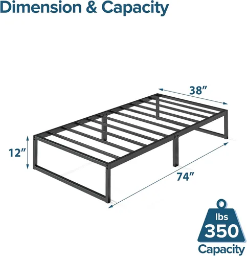 Miniatura 2 de Zinus Plataforma de cama/Base de colchón de 12 pulgadas, no necesita sommier/soporte de rejilla de metal, cama doble