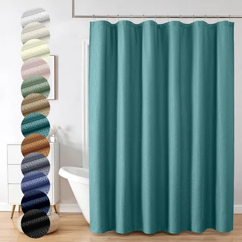 Miniatura 72 de OVZME Berry - Cortina de ducha extralarga verde de 96 pulgadas, cortina de baño de tela con textura en relieve 3D, cortina de baño grande para Verde