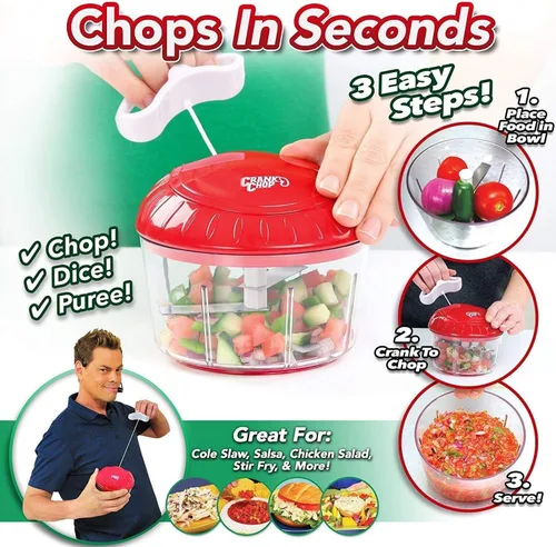 Miniatura 6 de Picador y procesador de alimentos original – Picar dados puré de verduras, cebollas, tomates, ajo, carnes y nueces en cuestión de segundos