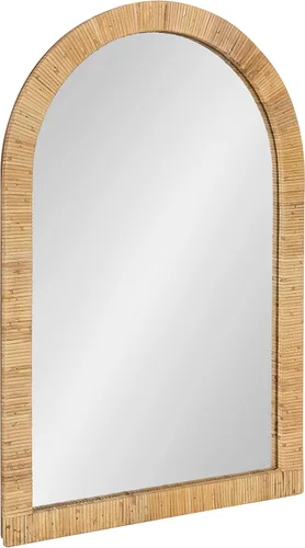 Miniatura 11 de Kate and Laurel Rahfy - Espejo de pared de ratán con arco bohemio, 28 x 32, madera natural, espejo decorativo de madera con marco de ratán auténtico