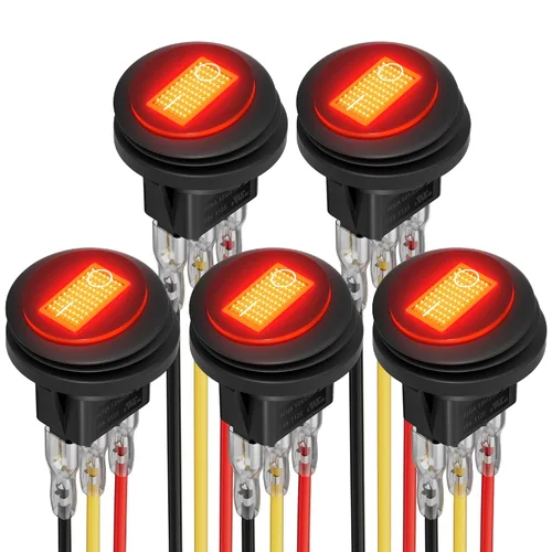 Miniatura 8 de DaierTek Interruptor basculante impermeable de 12 V y 20 A con luz LED azul, redondo, 3 pines, 12 voltios, palanca iluminada resistente a