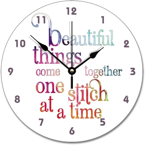 Miniatura 17 de Reloj de pared para tejer uno a la vez, divertido reloj de madera moderno 10 silencioso, sin tictac, de cuarzo, funciona con pilas, para sala