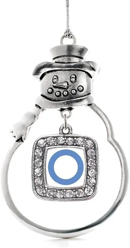 Miniatura 199 de Inspired Silver - Adorno de rodillo de reina - Adorno cuadrado de plata con muñeco de nieve con joyas de circonita cúbica