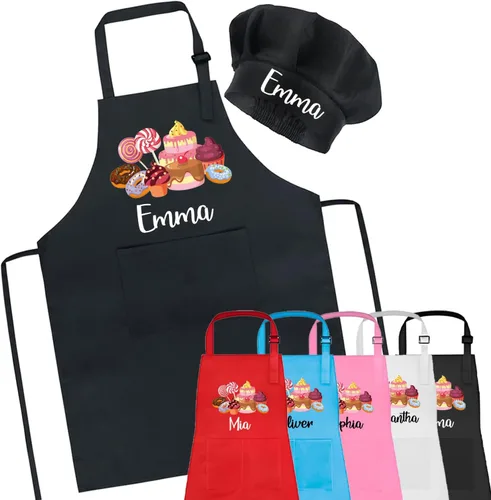 Miniatura 3 de 7th Hill Delantal Personalizado para Niños para Cocinar, Delantal Infantil Personalizado con Sombrero de Chef, Delantal de Cocina para Niños
