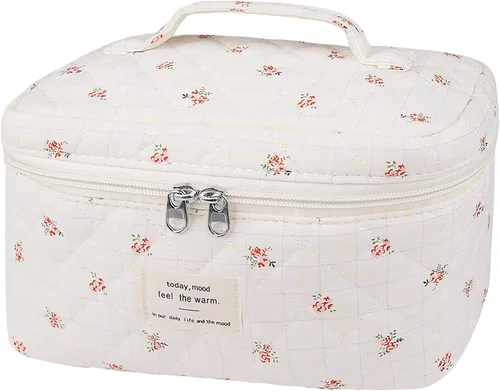 Miniatura 33 de Gosect Bolsa de maquillaje grande, bonita bolsa de cosméticos para mujeres y niñas, bolsa de aseo estética de coqueta floral, bolsa organizadora