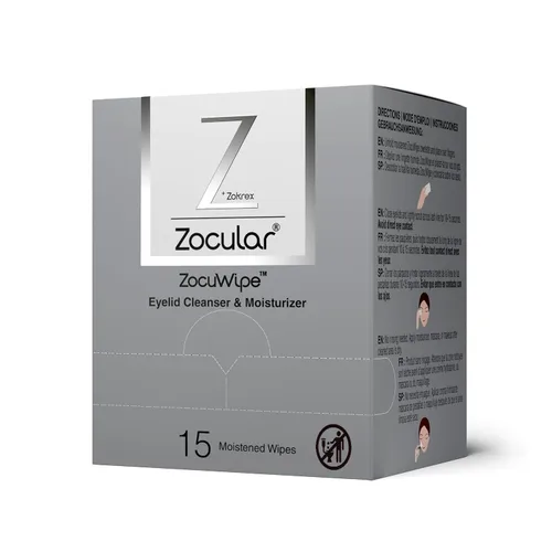 Zocular ZocuWipe Toallitas limpiadoras de párpados con complejo natural de okra - Limpiador diario suave de párpados y almohadillas hidratantes -