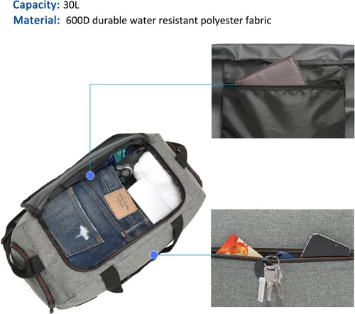 Miniatura 2 de MarsBro Bolsa de lona resistente al agua con compartimento para zapatos para gimnasio y viajes