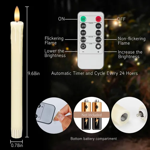 Miniatura 2 de JOIONE Velas sin llama con temporizador remoto, cera goteadora, funciona con pilas, paquete de 6 velas parpadeantes, velas LED eléctricas, velas