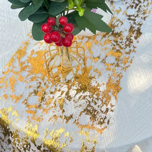 Miniatura 5 de Camino de mesa negro y dorado de 11 pulgadas x 49 pies de malla dorada metálica para despedida de soltera, comedor, boda, fiesta, decoración de mesa