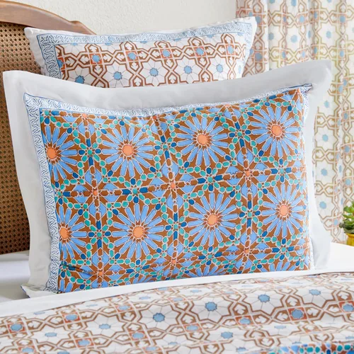 Miniatura 9 de Saffron Marigold Funda de almohada azul floral iluminado por la luna Taj - CP, algodón de calidad, comercio justo, ropa de cama bohemio