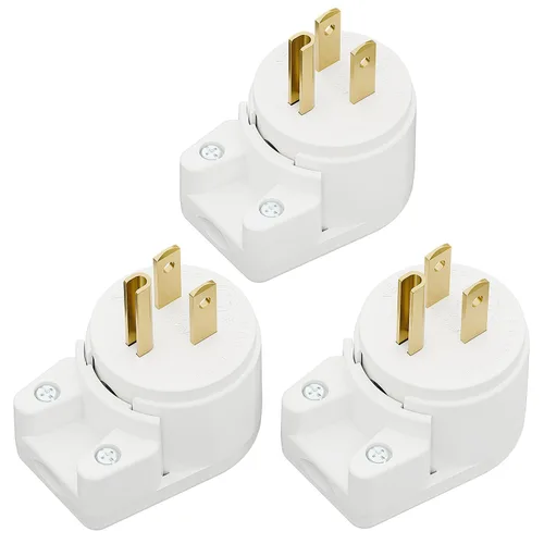 Miniatura 26 de Nema 5-15P Enchufe de ángulo recto de 90 grados, enchufe Plugrand 15A 125V en ángulo, enchufes de CA de 3 clavijas DIY de 3 clavijas, enchufes de CA