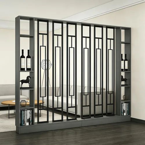 Miniatura 24 de Divisor de pared de habitación con estantes, pantalla de división de entrada de piso a techo, divisor de habitación independiente con estante