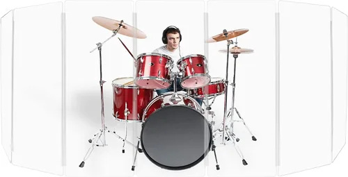 Miniatura 17 de PENNZONI Drum Shield de 4 pies con deflectores y bisagras de plástico, viene con 6 paneles de tambor, bisagras de plástico y conectores