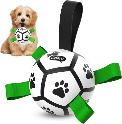 Miniatura 28 de QDAN Juguetes para perros, pelota de fútbol extragrande con correas, juguete de remolcador, juguete de agua, bolas duraderas para perros