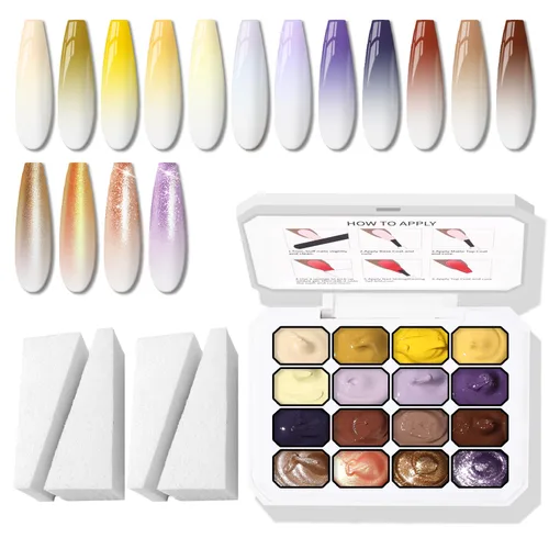 Miniatura 9 de Sponge Pat Paint Gel de Uñas, Gel Degradado para Uñas Ombre, Rubor de Uñas Floreciente Aura Uñas Removedor de Dibujo Pintura Floral Arte de Uñas 16