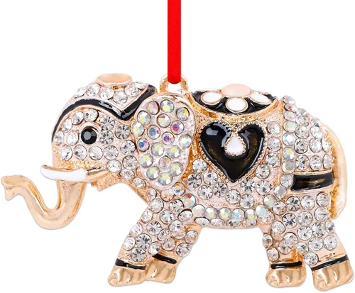Miniatura 12 de D24TIME Adorno de Navidad de elefante, adorno de metal verde azulado para árbol de Navidad, amistad, hermandad, elefante, adornos para mujeres