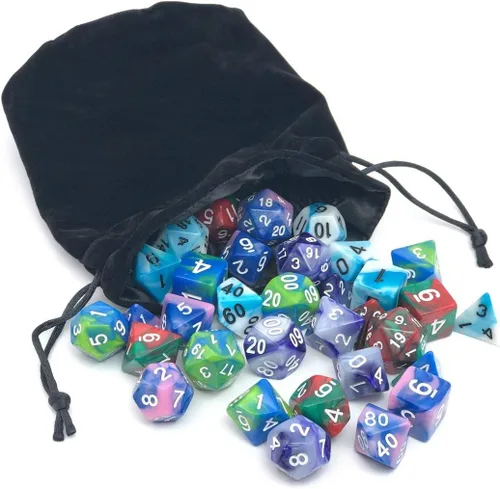 Miniatura 4 de Juego de dados para Dungeons & Dragons, DND, RPG, juego de dados poliédricos, juego de dados surtidos, 35 en total, 5 juegos con bolsa de dados