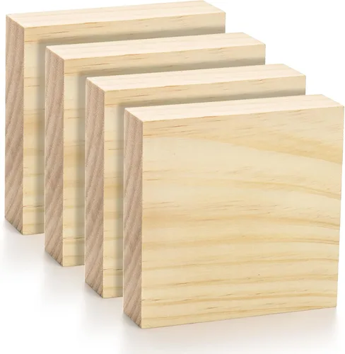 Miniatura 3 de YOUEON Paquete de 12 bloques de madera sin terminar para arte y manualidades, tablero de madera MDF de 4 x 4 x 1 pulgada, bloques cuadrados