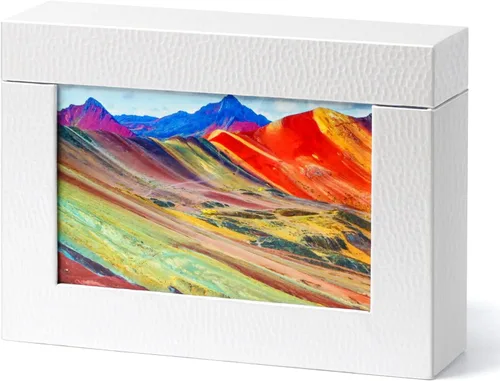 Caja de almacenamiento de 5 x 7, cajas de cartón para fotos de familias pequeñas y parejas, cajas de regalo, color blanco plateado
