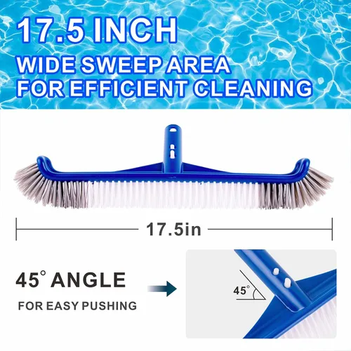Miniatura 4 de POOLAZA Cepillo de piscina, cabezal de cepillo de piscina de 17.5 pulgadas para piscinas enterradas y piscinas sobre el suelo, cepillo duradero