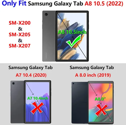 Miniatura 2 de AVAWO Funda infantil para Samsung Galaxy Tab A8 de 10.5 pulgadas 2021 (SM-X200/X205), con correa, mango soporte ligero a prueba de golpes, negro