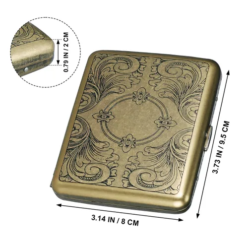 Miniatura 2 de Ipetboom Caja de cigarrillos de metal vintage portátil delgada cubierta para 20 cigarrillos acero inoxidable caja de almacenamiento de cigarrillos