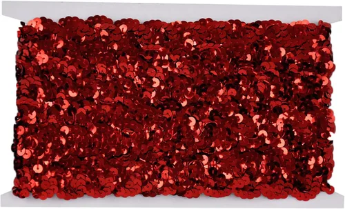 Miniatura 2 de Belagio Enterprises Sequin Trim de poliéster no elástico de 1 pulgada (rollo de 10 yardas) BQ-301-22 rojo Rojo - 22