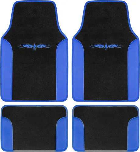 BDK Alfombras de Piso de Alfombra Fresca, Diseño de Tatuaje Tribal de Color con Ribete de Vinilo para Automóvil Sedán Camión SUV, Juego Delantero y