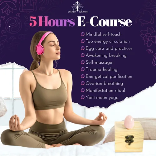 Miniatura 5 de Sacred Weapon Huevo Kegel de cuarzo rosa certificado GIA - Ejercitador de suelo pélvico para mujeres Soporte para menopausia, posparto y prolapso