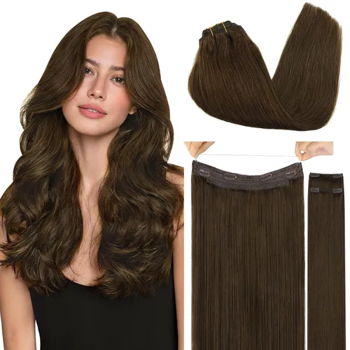 Miniatura 29 de GOO GOO Extensiones de Cabello Humano con Alambre, 18A/613A Rubio Oscuro mezclado con Rubio Decolorado Resaltado 18 pulgadas 95g, Extensiones