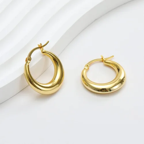 Miniatura 5 de Chunky Gold Hoop Earrings for Women 14k Gold Plated Stainless Steel Thick Hoop Earrings Dainty Cute Hypoallergenic Earrings Minimalist Jewelry Gift