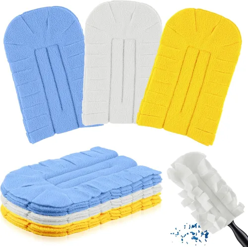 Miniatura 8 de Zubebe 12 piezas de repuesto de plumero de forro polar reutilizables, plumeros planos de plumas, almohadillas de limpieza lavables para múltiples
