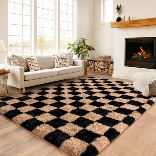 Miniatura 118 de Awaytail Alfombra Esponjosa Lavable 2x3 Pies, Pura Negra Alfombra para Silla de Escritorio Antideslizante, Alfombra Supersuave para Niños