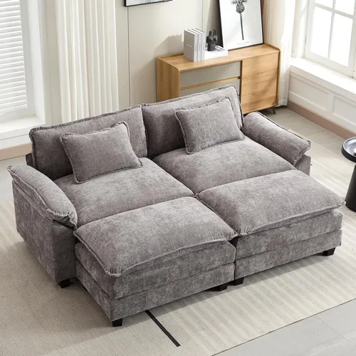 Miniatura 86 de Oprisen Sofá Seccional Modular, Cómodo Cloud Couch Sofá Seccional, Sofá Cama de Chenilla con Asiento Profundo con Almohadas Decorativas para Sala