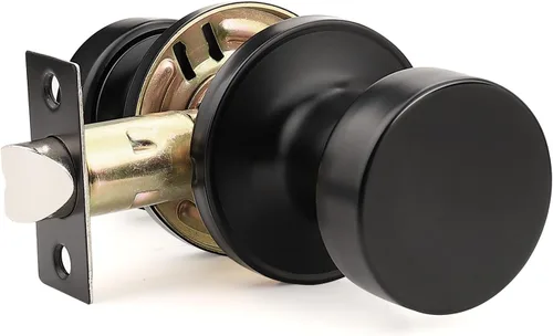 Miniatura 26 de Orger Paquete de 1 pomo de puerta interior negro mate, perilla de puerta de privacidad reversible con cerradura, pomo redondo sin llave para baño