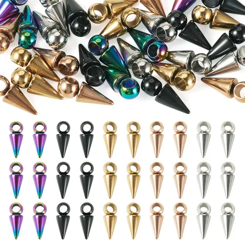 Miniatura 10 de 150 dijes de cuentas con forma de espiga, estilo tibetano, forma de cono de bala larga, para manualidades, collares, aretes, joyería